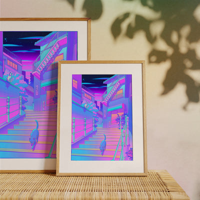 Nightfall in Nekocity - Holographic Print