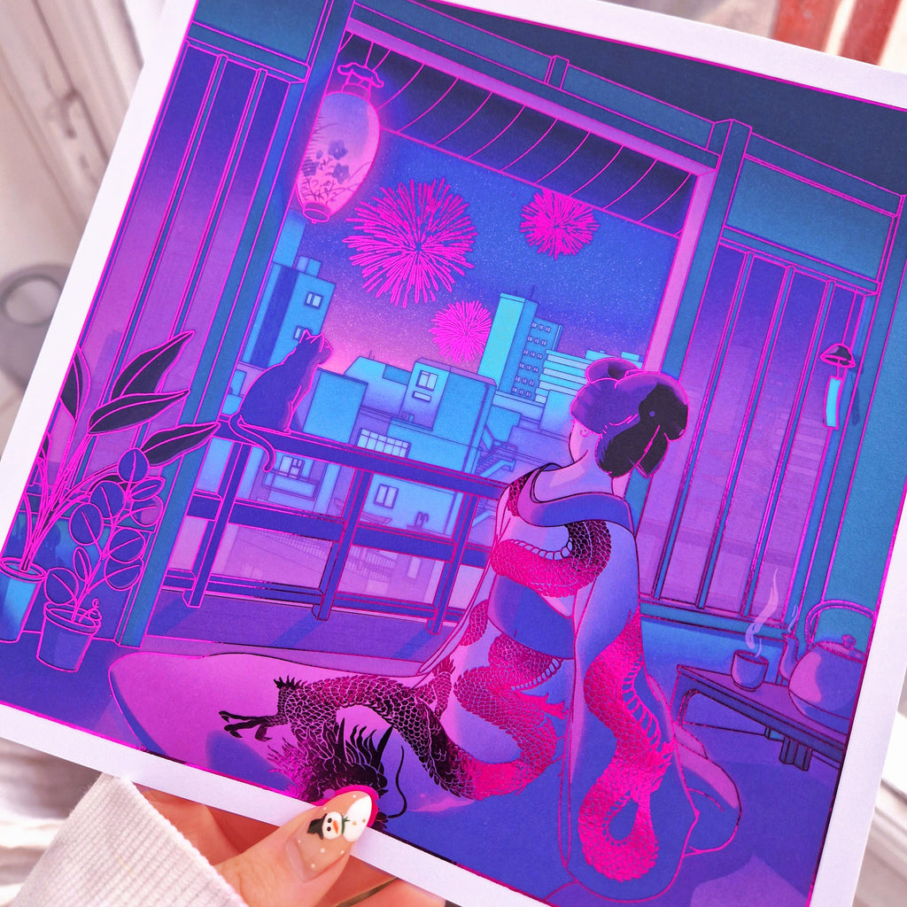 The Year of the Dragon - Purple Foil print