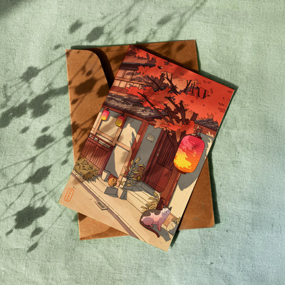 Autumn Cats - Postcard